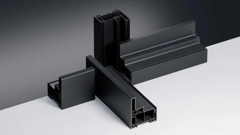 Black window frames with injected acrylic glass