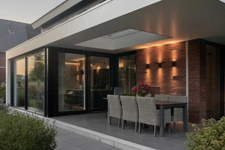 Black windows in a modern residential building